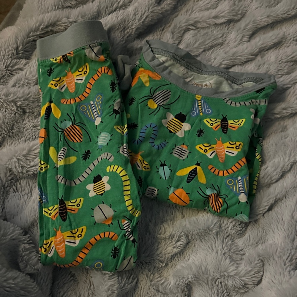 Little Sleepies Green Bug Print Kids Pajama Set